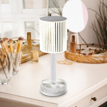 Eglo - LED RGB stmievateľná nabíjacia stolová lampa LED/800 mAh číra