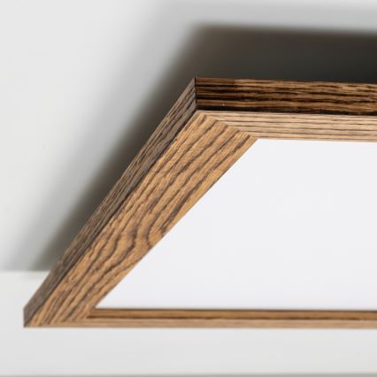 Eglo - LED RGB Stmievateľný prisadený panel SALOBRENA-C WOOD LED/30,5W/230V 2700-6500K 64x64 cm hnedá + diaľkové ovládanie