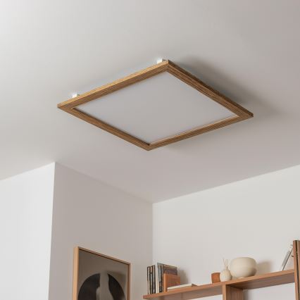 Eglo - LED RGB Stmievateľný prisadený panel SALOBRENA-C WOOD LED/30,5W/230V 2700-6500K 64x64 cm hnedá + diaľkové ovládanie