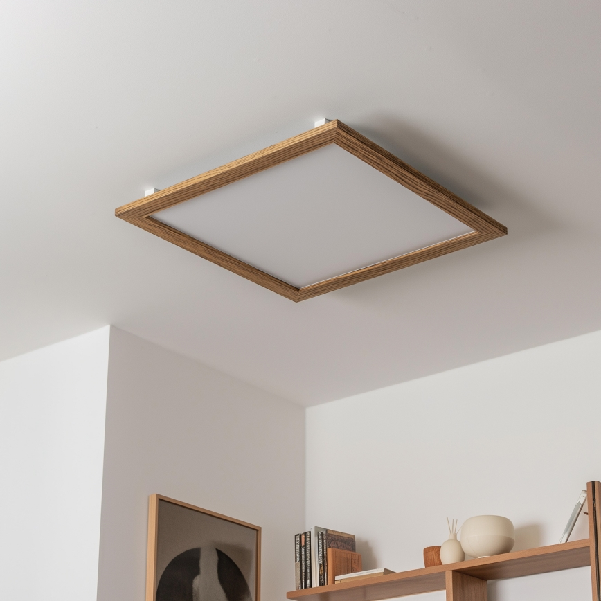 Eglo - LED RGB Stmievateľný prisadený panel SALOBRENA-C WOOD LED/30,5W/230V 2700-6500K 64x64 cm hnedá + diaľkové ovládanie