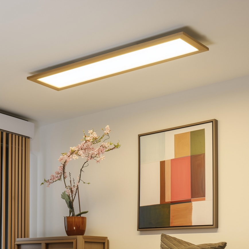 Eglo - LED RGBW Stmievateľný prisadený/podhľadový panel SALOBRENA-C WOOD LED/34W/230V 2700-6500K 34x124 cm hnedá + diaľkové ovládanie