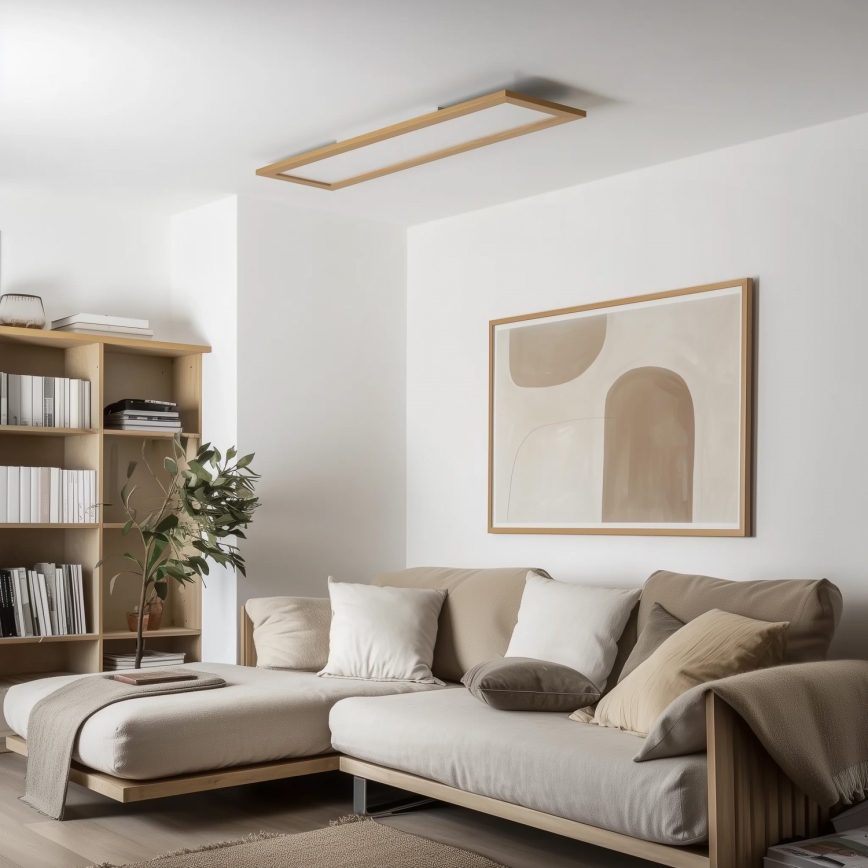 Eglo - LED RGBW Stmievateľný prisadený/podhľadový panel SALOBRENA-C WOOD LED/34W/230V 2700-6500K 34x124 cm hnedá + diaľkové ovládanie