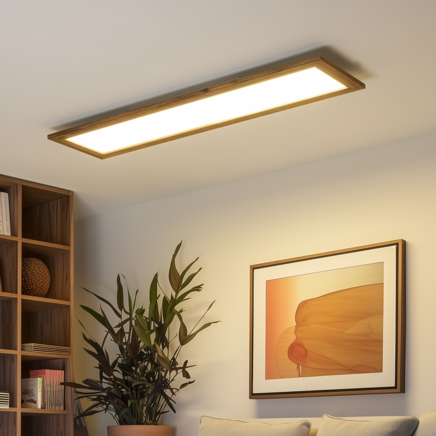 Eglo - LED RGBW Stmievateľný prisadený/podhľadový panel SALOBRENA-C WOOD LED/34W/230V 2700-6500K 34x124 cm hnedá + diaľkové ovládanie