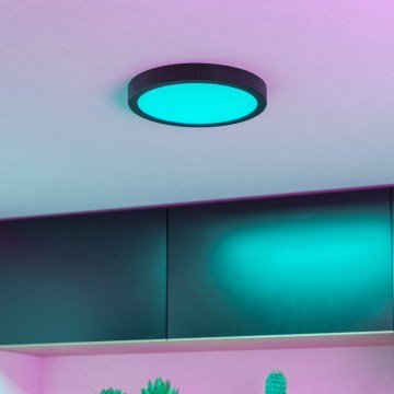 Eglo - LED RGBW stlmiteľné kúpeľňové stropné svietidlo LED/11,2W/230V 2700-6500K pr. 21,1cm IP44 čierne