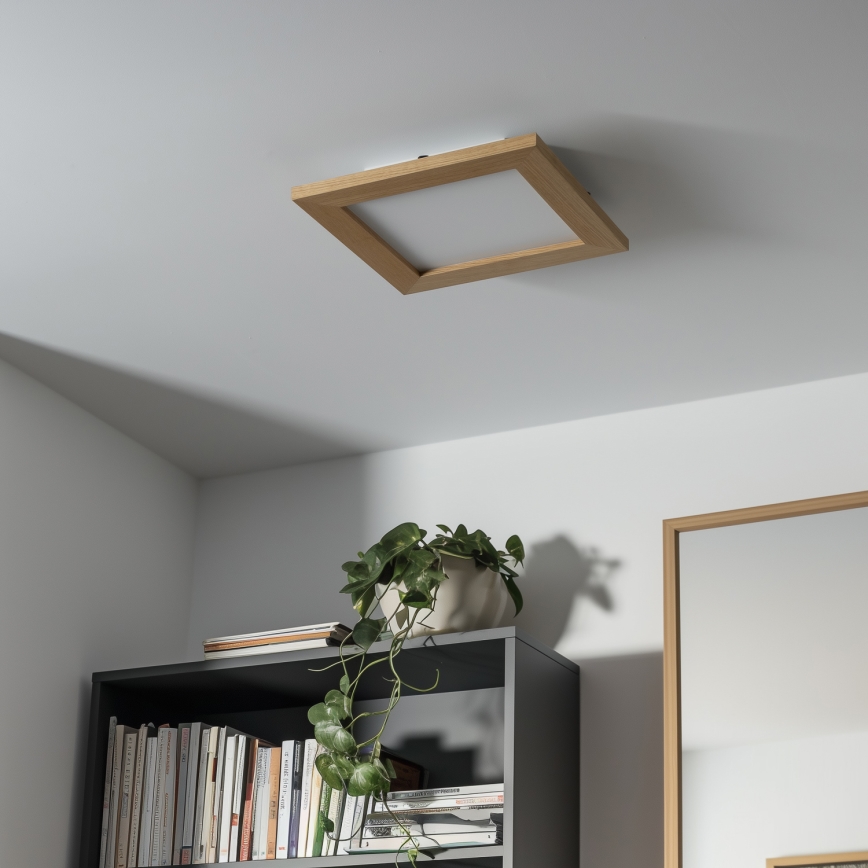 Eglo - LED RGBW Stmievateľný prisadený panel SALOBRENA-C WOOD LED/16W/230V 2700-6500K 34x34 cm hnedá + diaľkové ovládanie