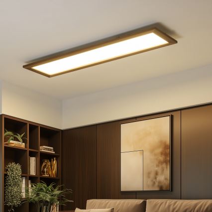 Eglo - LED RGBW Stmievateľný prisadený/podhľadový panel SALOBRENA-C WOOD LED/34W/230V 2700-6500K 34x124 cm tmavohnedá + diaľkové ovládanie