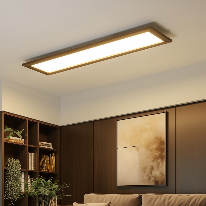 Eglo - LED RGBW Stmievateľný prisadený/podhľadový panel SALOBRENA-C WOOD LED/34W/230V 2700-6500K 34x124 cm tmavohnedá + diaľkové ovládanie