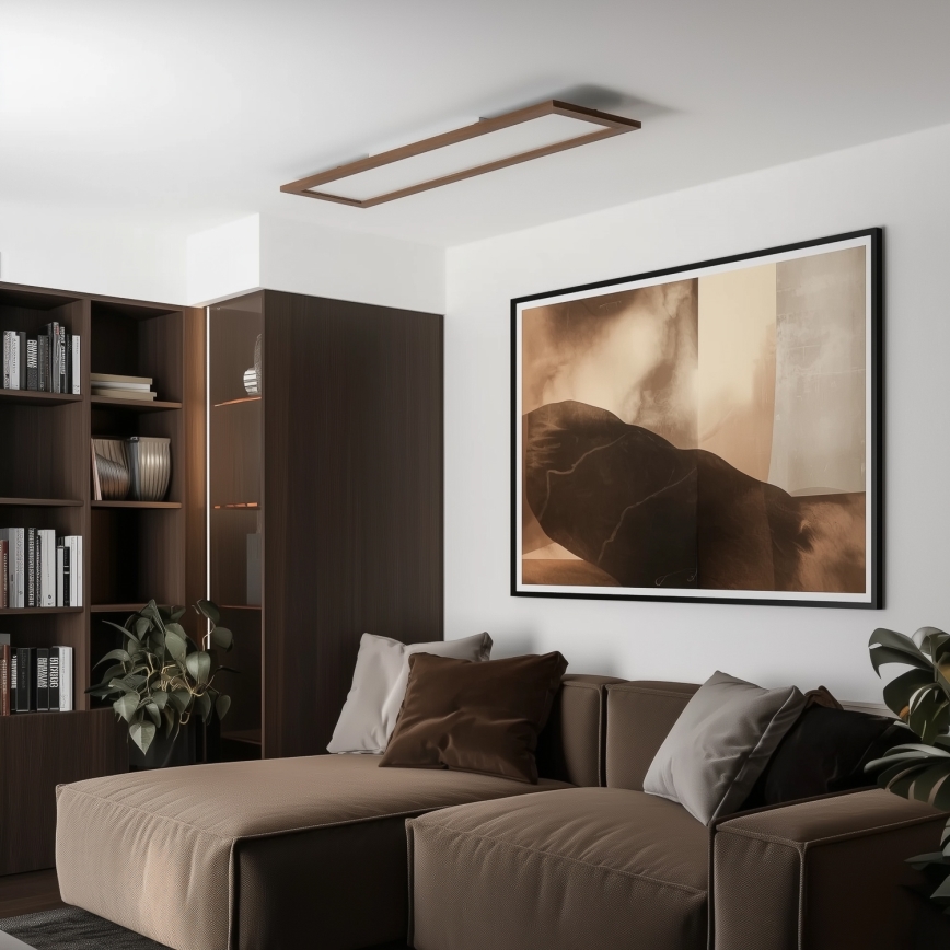 Eglo - LED RGBW Stmievateľný prisadený/podhľadový panel SALOBRENA-C WOOD LED/34W/230V 2700-6500K 34x124 cm tmavohnedá + diaľkové ovládanie