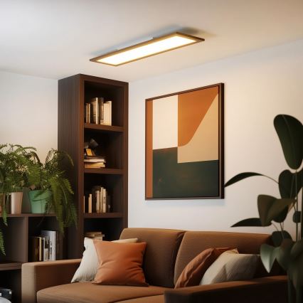 Eglo - LED RGBW Stmievateľný prisadený/podhľadový panel SALOBRENA-C WOOD LED/34W/230V 2700-6500K 34x124 cm tmavohnedá + diaľkové ovládanie