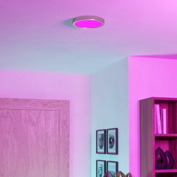 Eglo - LED RGBW stmievateľné kúpeľňové stropné svietidlo LED/11,2W/230V 2700–6500 K priemer 21,1 cm IP44 matný chróm
