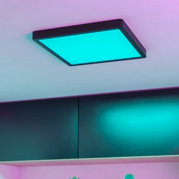 Eglo - LED RGBW stmievateľné kúpeľňové stropné svietidlo LED/13,5W/230V 2700-6500K 29,5x29,5 cm IP44 čierna
