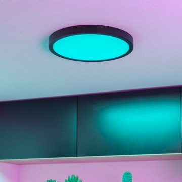 Eglo - LED RGBW Stmievateľné kúpeľňové stropné svietidlo LED/14,3W/230V 2700-6500K priemer 27,8 cm IP44 čierna