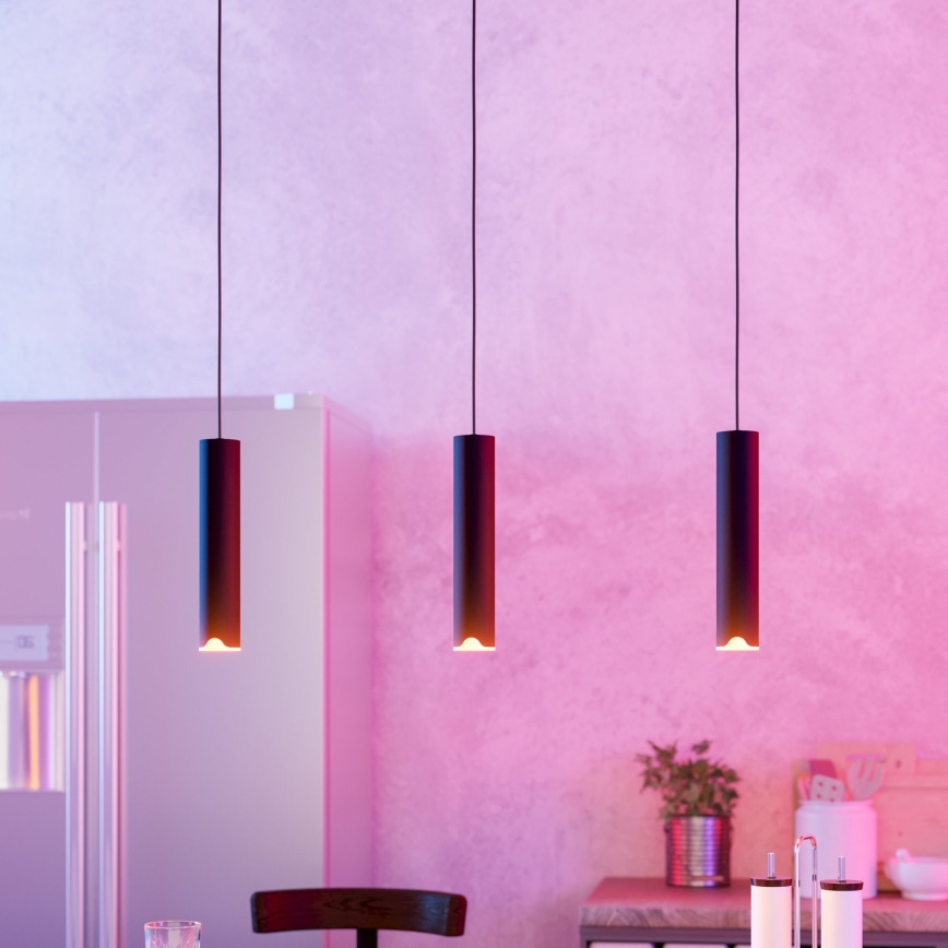 Eglo - LED RGBW Stmievateľný luster na lanku 3xLED/3,7W/230V 2700-6500K čierna