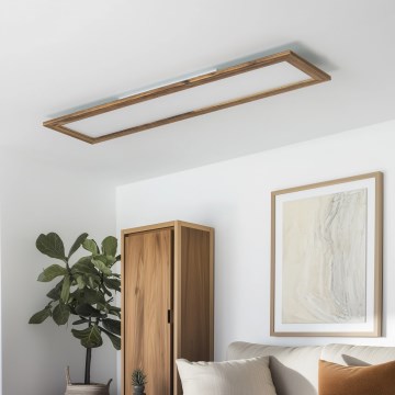 Eglo - LED RGBW Stmievateľný panel SALOBRENA-C WOOD LED/31W/230V 2700-6500K 34x124 cm hnedá + diaľkové ovládanie