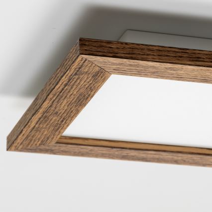 Eglo - LED RGBW stmievateľný prisadený panel SALOBRENA-C WOOD LED/16W/230V 2700-6500K 34x34 cm hnedý + diaľkové ovládanie