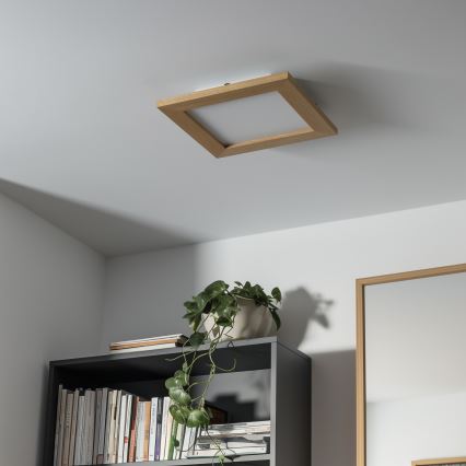 Eglo - LED RGBW stmievateľný prisadený panel SALOBRENA-C WOOD LED/16W/230V 2700-6500K 34x34 cm hnedý + diaľkové ovládanie