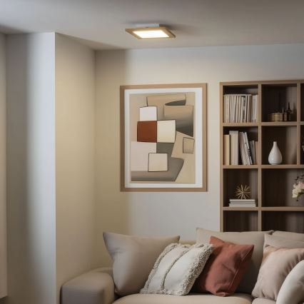 Eglo - LED RGBW stmievateľný prisadený panel SALOBRENA-C WOOD LED/16W/230V 2700-6500K 34x34 cm hnedý + diaľkové ovládanie