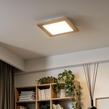 Eglo - LED RGBW stmievateľný prisadený panel SALOBRENA-C WOOD LED/16W/230V 2700-6500K 34x34 cm hnedý + diaľkové ovládanie