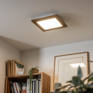 Eglo - LED RGBW stmievateľný prisadený panel SALOBRENA-C WOOD LED/16W/230V 2700-6500K 34x34 cm hnedý + diaľkové ovládanie