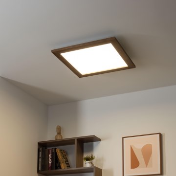 Eglo - LED RGBW Stmievateľný prisadený panel SALOBRENA-C WOOD LED/21W/230V 2700-6500K 49,5x49,5 cm tmavohnedá + diaľkové ovládanie