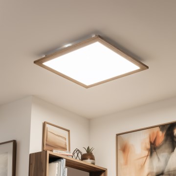 Eglo - LED RGBW Stmievateľný prisadený panel SALOBRENA-C WOOD LED/34W/230V 2700-6500K 64x64 cm hnedá + diaľkové ovládanie