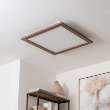 Eglo - LED RGBW Stmievateľný prisadený panel SALOBRENA-C WOOD LED/34W/230V 2700-6500K 64x64 cm tmavohnedá + diaľkové ovládanie