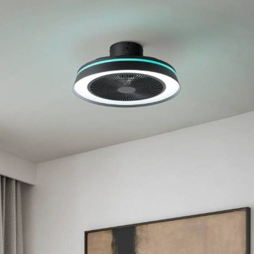 Eglo - LED RGBW Stmievateľný stropný ventilátor 3xLED/8,5W/230V+LED/6W 2700-6500K pr. 48 cm čierny + diaľkové ovládanie