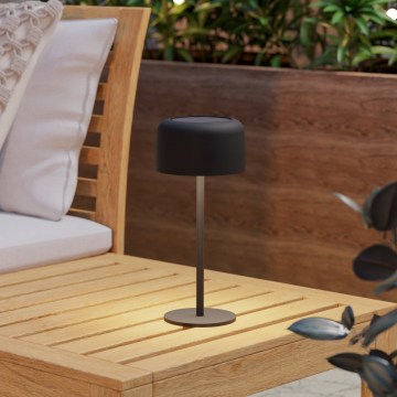 Eglo - LED solárna nabíjacia dotyková stolná lampa LED/2,8W/3,7V 1800 mAh IP44 čierna