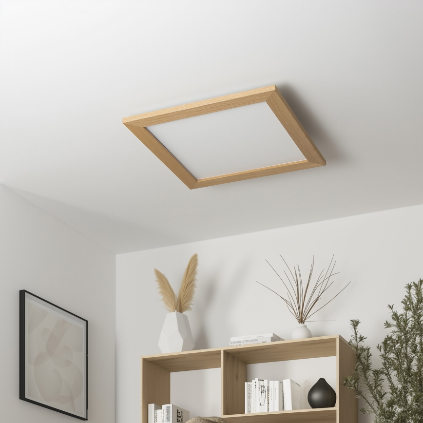 Eglo - LED Stmievateľný prisadený panel POZZALLO WOOD LED/21W/230V 2700-6500K 49,5x49,5 cm hnedá + diaľkové ovládanie