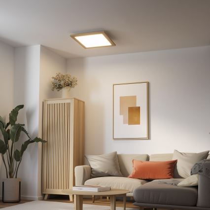 Eglo - LED Stmievateľný prisadený panel POZZALLO WOOD LED/21W/230V 2700-6500K 49,5x49,5 cm hnedá + diaľkové ovládanie
