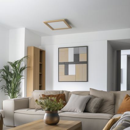 Eglo - LED Stmievateľný prisadený panel POZZALLO WOOD LED/21W/230V 2700-6500K 49,5x49,5 cm hnedá + diaľkové ovládanie