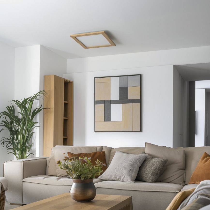 Eglo - LED Stmievateľný prisadený panel POZZALLO WOOD LED/21W/230V 2700-6500K 49,5x49,5 cm hnedá + diaľkové ovládanie