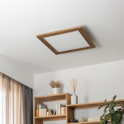 Eglo - LED Stmievateľný prisadený panel POZZALLO WOOD LED/21W/230V 2700-6500K 49,5x49,5 cm hnedá + diaľkové ovládanie