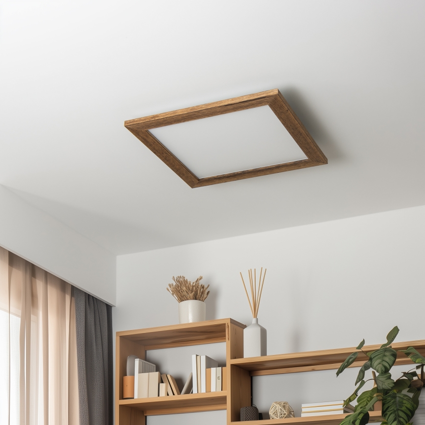 Eglo - LED Stmievateľný prisadený panel POZZALLO WOOD LED/21W/230V 2700-6500K 49,5x49,5 cm hnedá + diaľkové ovládanie