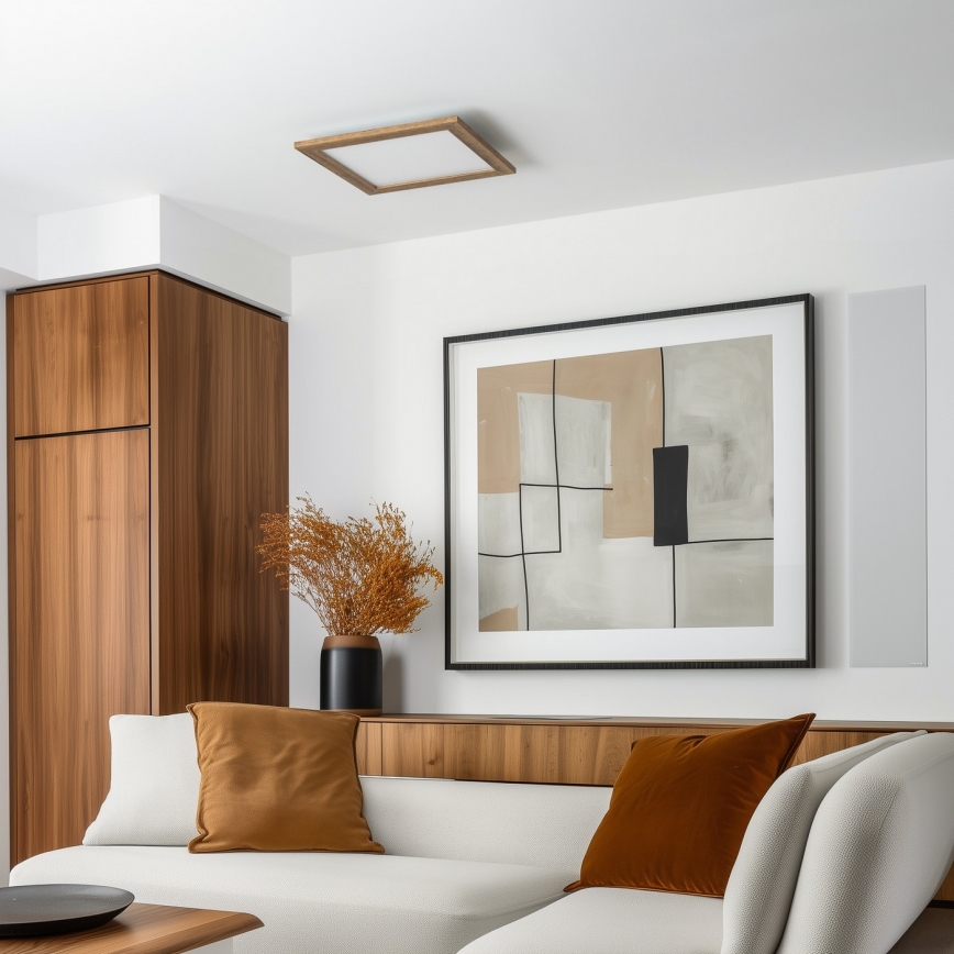 Eglo - LED Stmievateľný prisadený panel POZZALLO WOOD LED/21W/230V 2700-6500K 49,5x49,5 cm hnedá + diaľkové ovládanie