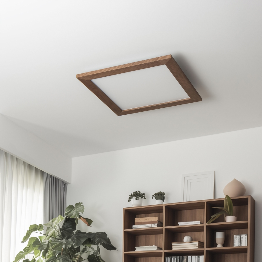 Eglo - LED Stmievateľný prisadený panel POZZALLO WOOD LED/21W/230V 2700-6500K 49,5x49,5 cm tmavohnedá + diaľkové ovládanie