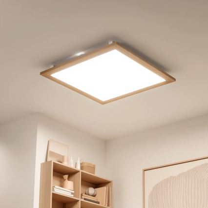 Eglo - LED Stmievateľný prisadený panel SALOBRENA-CL WOOD LED/31W/230V 2700-6500K 64x64 cm hnedá