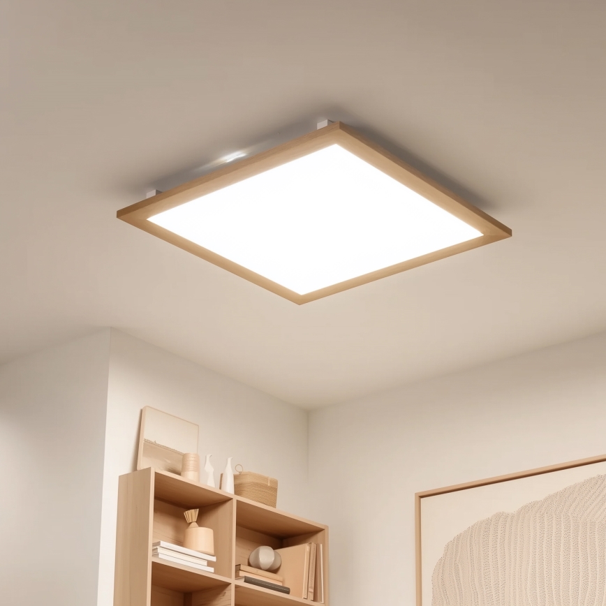 Eglo - LED Stmievateľný prisadený panel SALOBRENA-CL WOOD LED/31W/230V 2700-6500K 64x64 cm hnedá