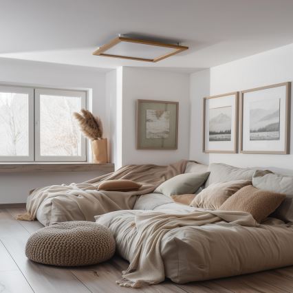 Eglo - LED Stmievateľný prisadený panel SALOBRENA-CL WOOD LED/31W/230V 2700-6500K 64x64 cm hnedá