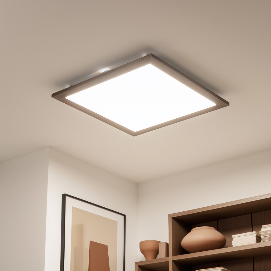 Eglo - LED Stmievateľný prisadený panel SALOBRENA-CL WOOD LED/31W/230V 2700-6500K 64x64 cm tmavohnedá