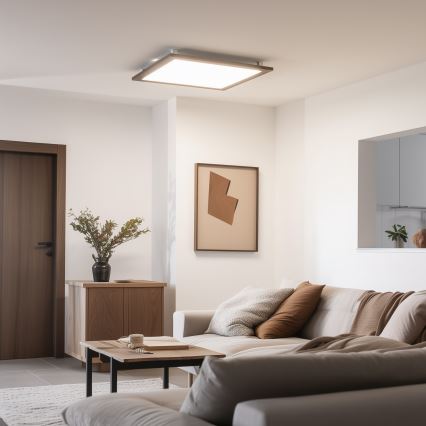 Eglo - LED Stmievateľný prisadený panel SALOBRENA-CL WOOD LED/31W/230V 2700-6500K 64x64 cm tmavohnedá
