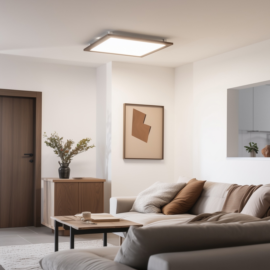 Eglo - LED Stmievateľný prisadený panel SALOBRENA-CL WOOD LED/31W/230V 2700-6500K 64x64 cm tmavohnedá