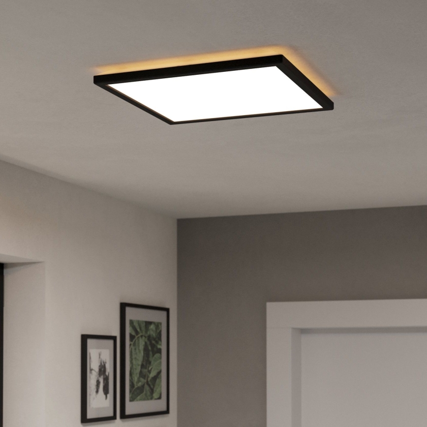 Eglo - LED Stmievateľné kúpeľňové stropné svietidlo LED/17,6W/230V 2700-6500K 39x39 cm IP44 čierna + diaľkové ovládanie