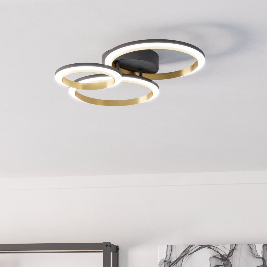 Eglo - LED Stmievateľné stropné svietidlo LED/20W/230V 4000K čierna/zlatá