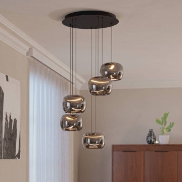 Eglo - LED stmievateľný luster na lankách 5xLED/5,8W/230V čierna/dymová