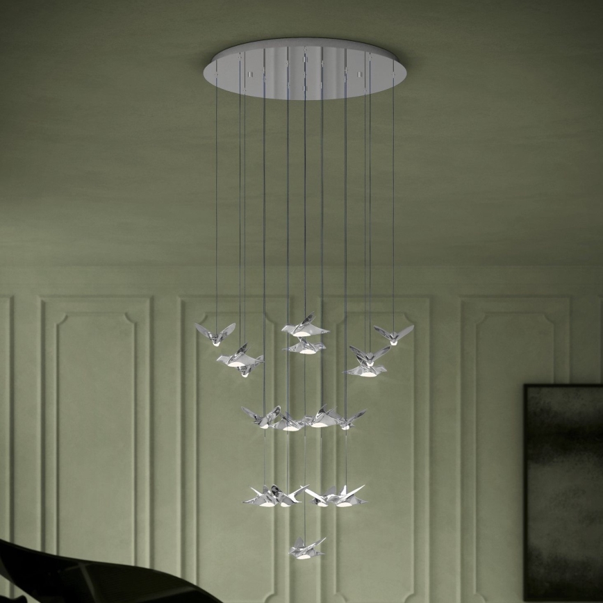 Eglo - LED Stmievateľný luster na lanku 17xLED/3W/230V 3000K lesklý chróm