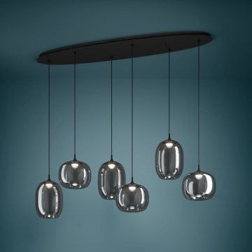 Eglo - LED Stmievateľný luster na lanku 6xLED/3,7W/230V 2700-6500K dymová + diaľkové ovládanie