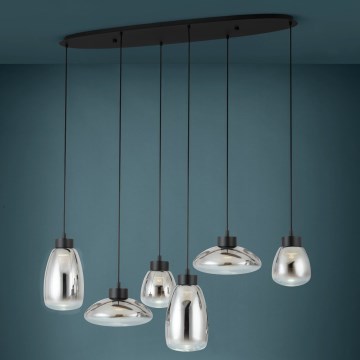 Eglo - LED Stmievateľný luster na lanku 6xLED/5,4W/230V 2700K dymová