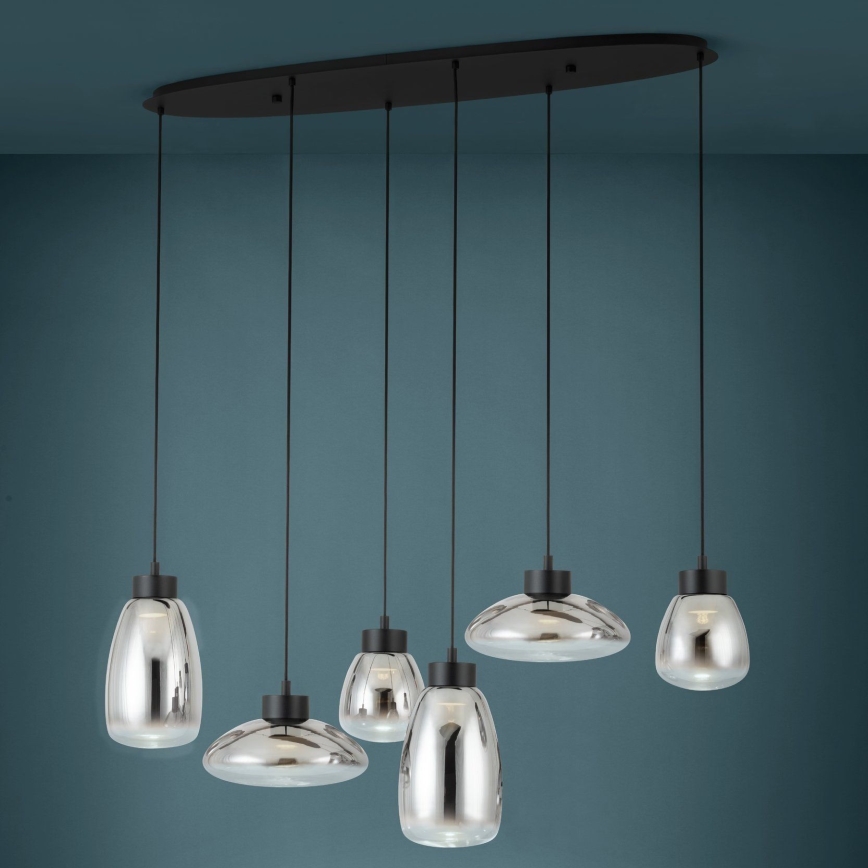 Eglo - LED Stmievateľný luster na lanku 6xLED/5,4W/230V 2700K dymová