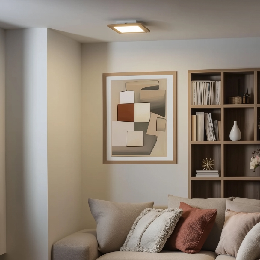 Eglo - LED Stmievateľný prisadený panel SALOBRENA 2 WOOD LED/16W/230V 4000K 34x34 cm hnedá